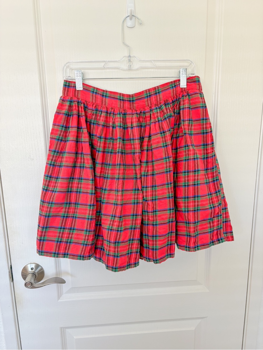 Unique Vintage Red Plaid Skirt (HEMMED)